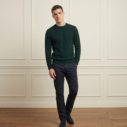 Pine men's 100% cashmere crewneck sweater - full length front view on model