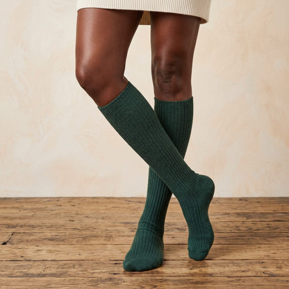 Pine women's 100% cashmere knee-high socks - worn by a model, view 4