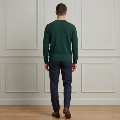 Pine men's 100% cashmere crewneck sweater - back view on model