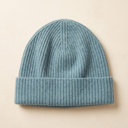 WRAQ Women's Cashmere Beanie - Haven Ribbed Aqua 1