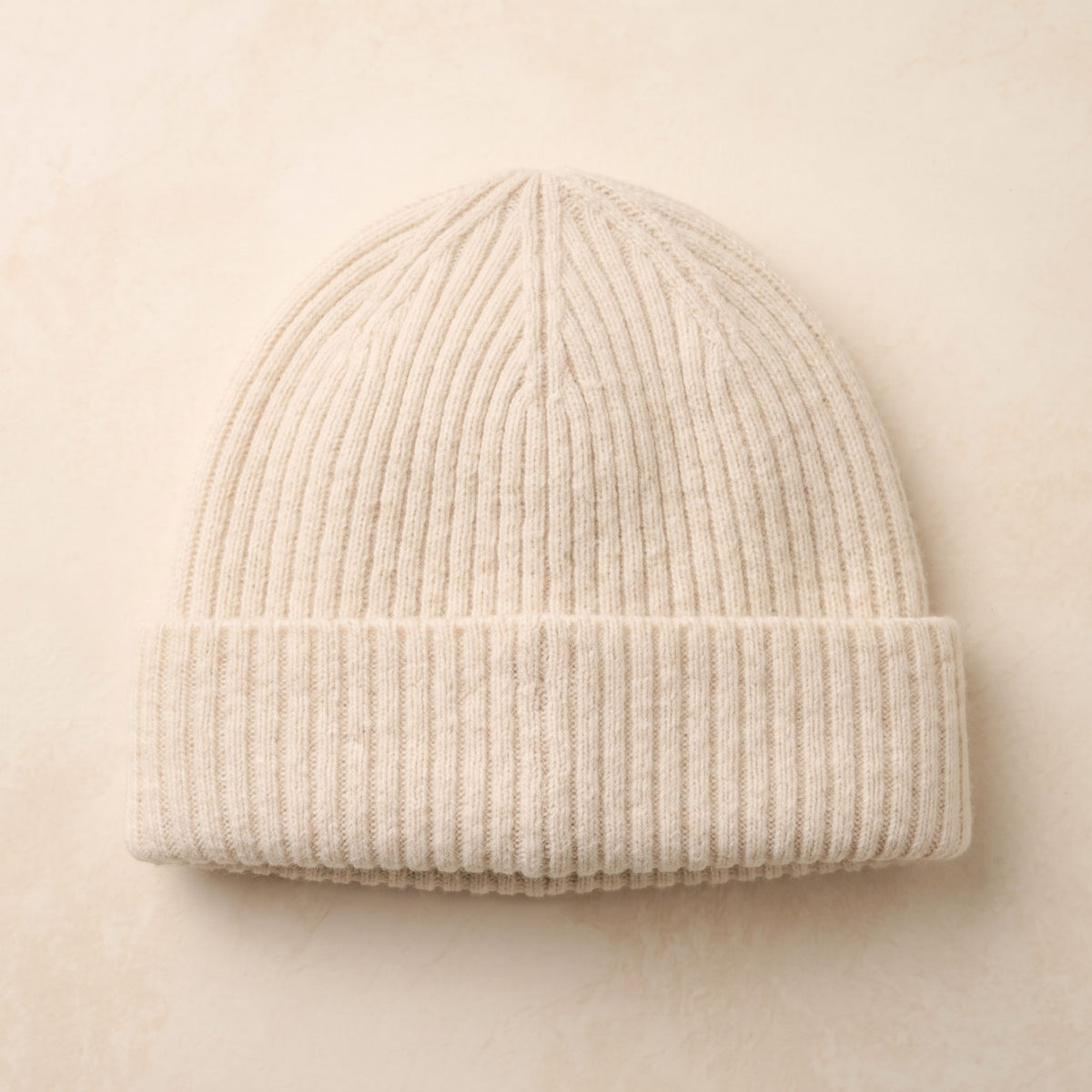 HROW Men's Cashmere Beanie - Haven Ribbed Off-White 1