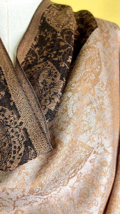 100% Pure Himalayan Cashmere Pashmina Shawl - Mustang Desert Sand - Lumusae