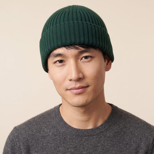 HPB03 Men's Cashmere Beanie - Haven Ribbed Pine 4