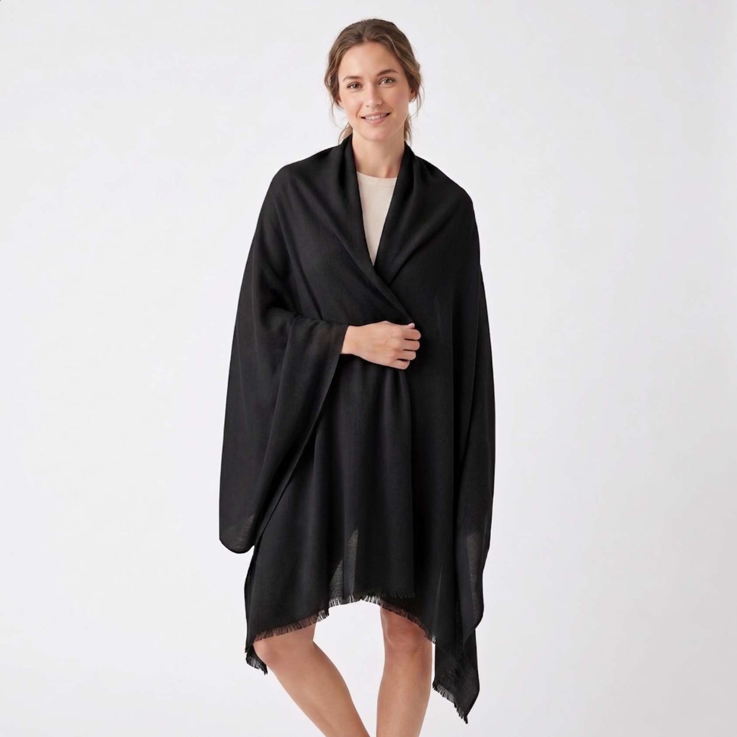Dolpo Ebony Black Himalayan Cashmere Pashmina Shawl