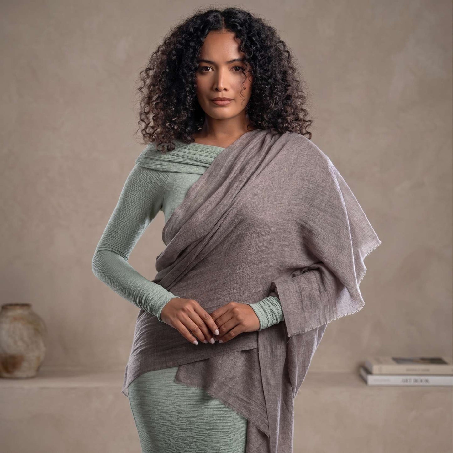 Earth Tone and Mountain Neutral Cashmere Pashmina Shawl
