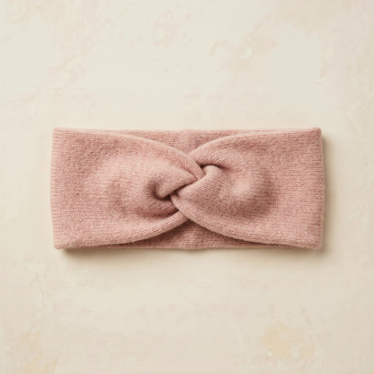 Gomba twisted-front cashmere headband in Blush Pink, flat front
