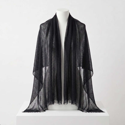 Dolpo Ebony Black Himalayan Cashmere Pashmina Shawl