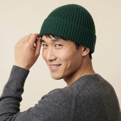 HPB03 Men's Cashmere Beanie - Haven Ribbed Pine 6