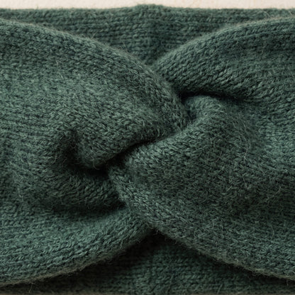 Gomba twisted-front cashmere headband in Pine, twist detail