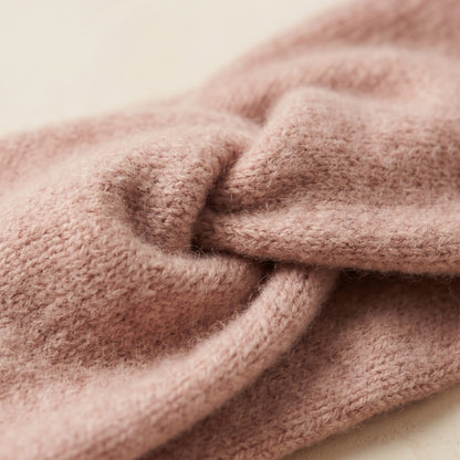 Gomba twisted-front cashmere headband in Blush Pink, twist detail