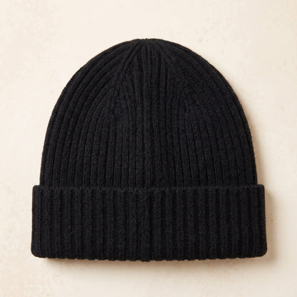 HBB03 Men's Cashmere Beanie - Haven Ribbed Black 2