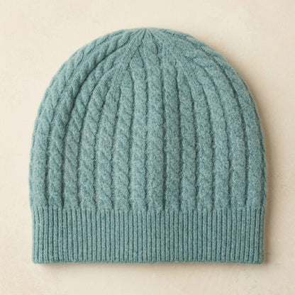 HCHJ Men's Cashmere Beanie - Heritage Cable Knit Heathered Jade 3