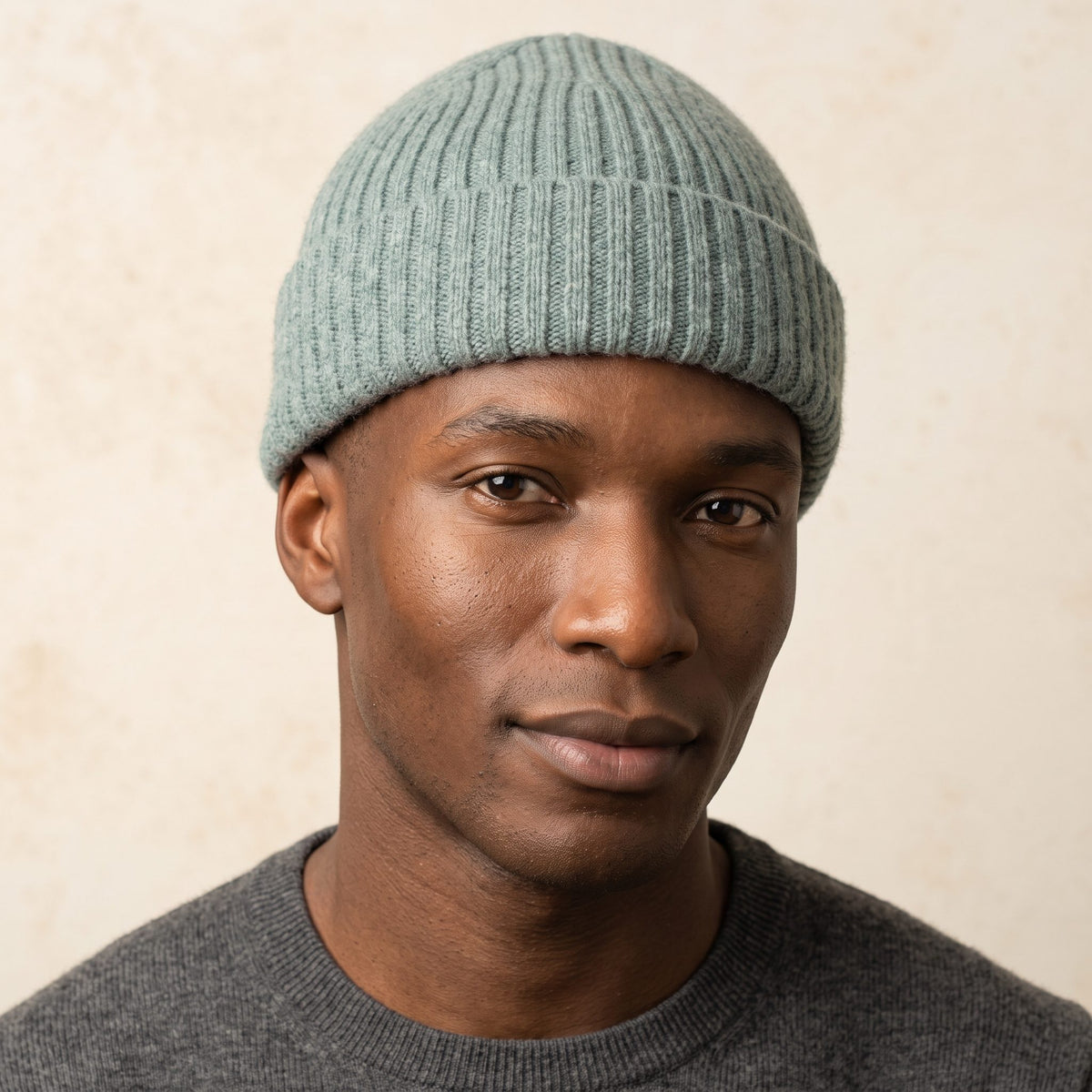 HRHJ Men's Cashmere Beanie - Haven Ribbed Heathered Jade 4