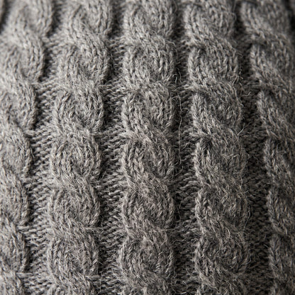 HCMM Men's Undyed Cashmere Beanie - Heritage Cable Knit Mid Grey Melange 2