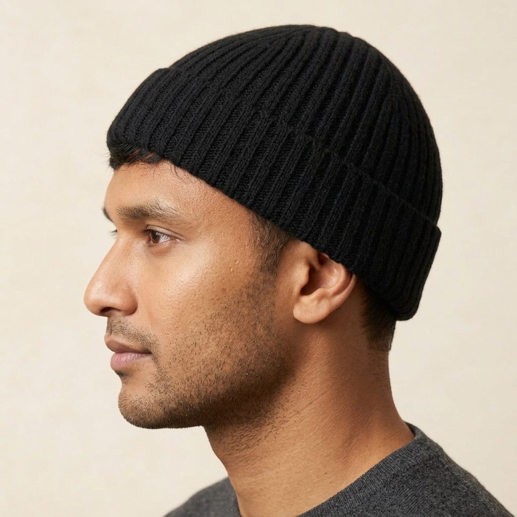 HBB03 Men's Cashmere Beanie - Haven Ribbed Black 4