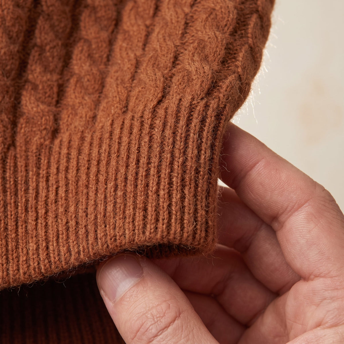 WCAM Women's Cashmere Beanie - Heritage Cable Knit Amber 3