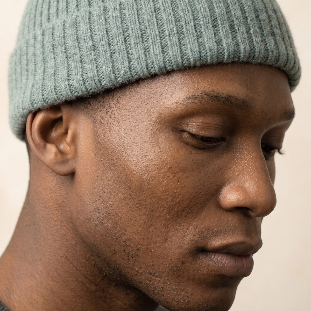 HRHJ Men's Cashmere Beanie - Haven Ribbed Heathered Jade 7