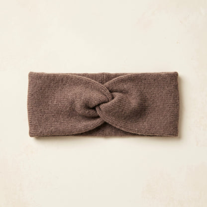 Gomba twisted-front cashmere headband in Brown, flat front