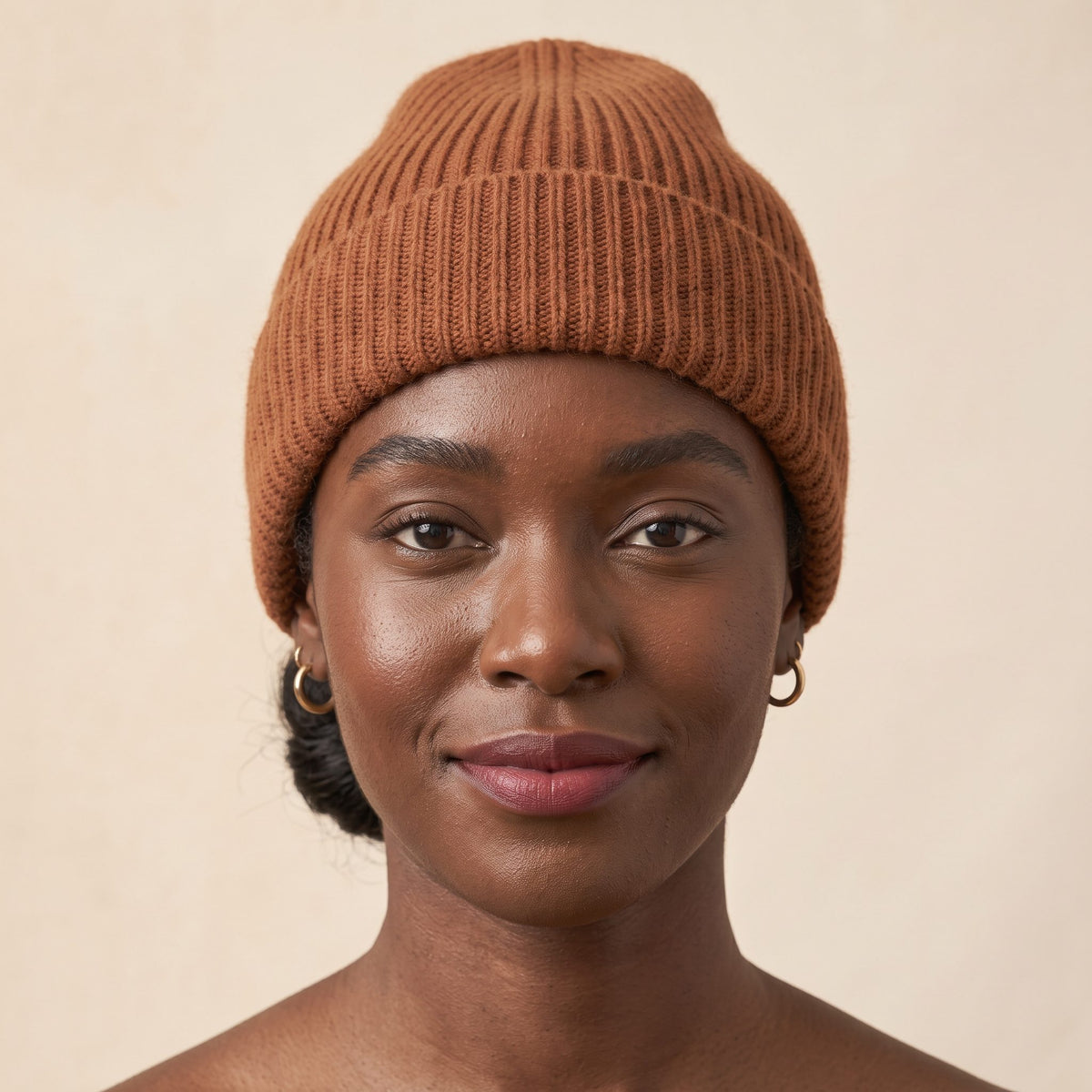 WRAM Women's Cashmere Beanie - Haven Ribbed Amber 3