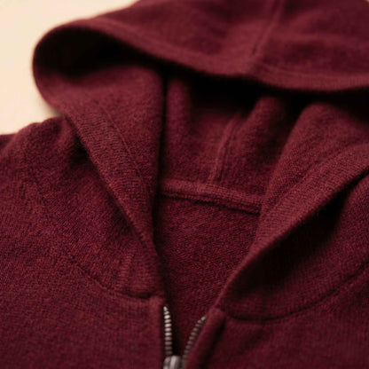100% Cashmere Women's Zip Hoodie — 12-Gauge 2-Ply 16-Micron Himalayan Cashmere
