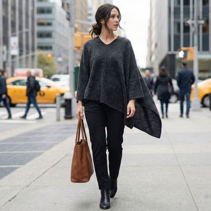 The V-Neck Poncho | 100% Undyed Pure Himalayan Cashmere