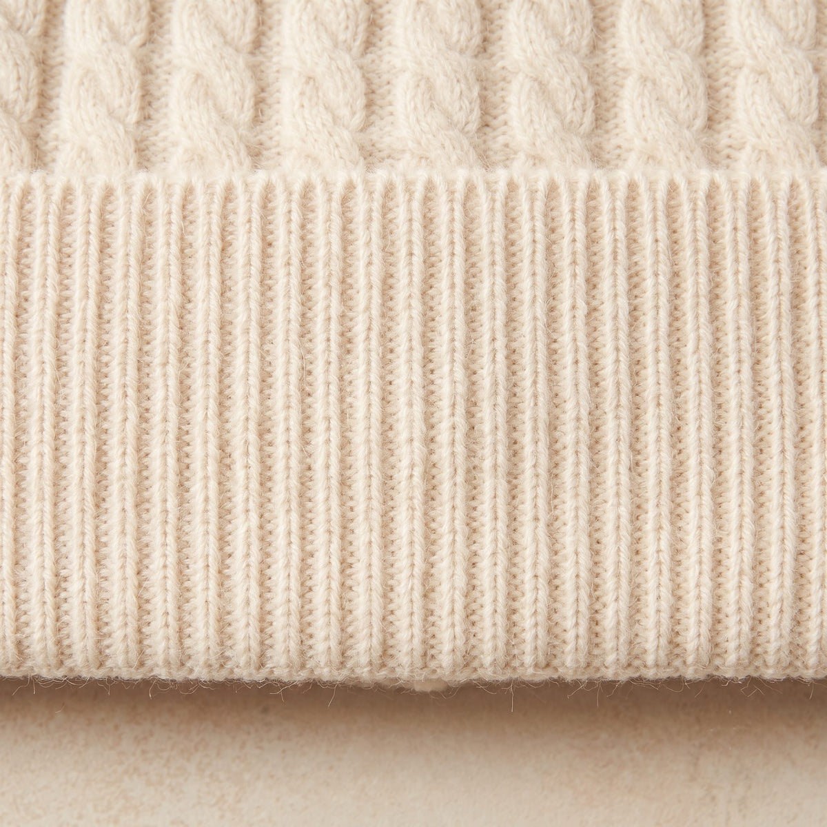 HCOW Men's Cashmere Beanie - Heritage Cable Knit Off-White 2