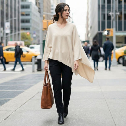 The V-Neck Poncho | 100% Pure Himalayan Cashmere