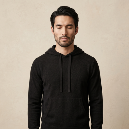 Mustang Himalayan Cashmere Hand-Finished Hoodie For Men - Black 1