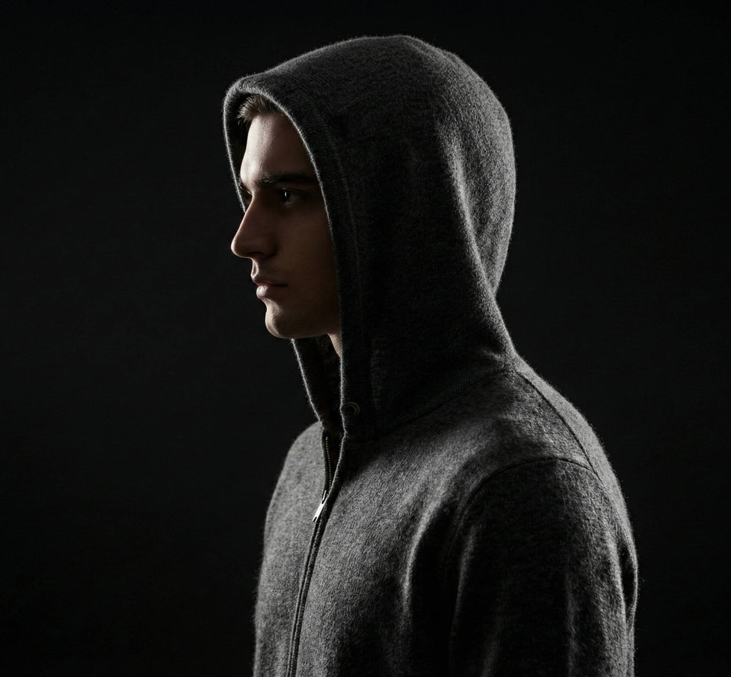 Dark Grey Melange Kora Zip Cashmere Hoodie
