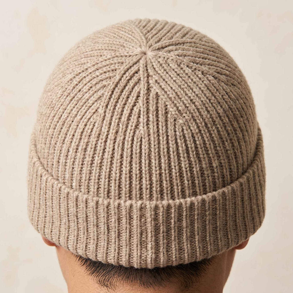 Men's undyed cashmere beanie, natural melange in Oatmeal Melange - view 1