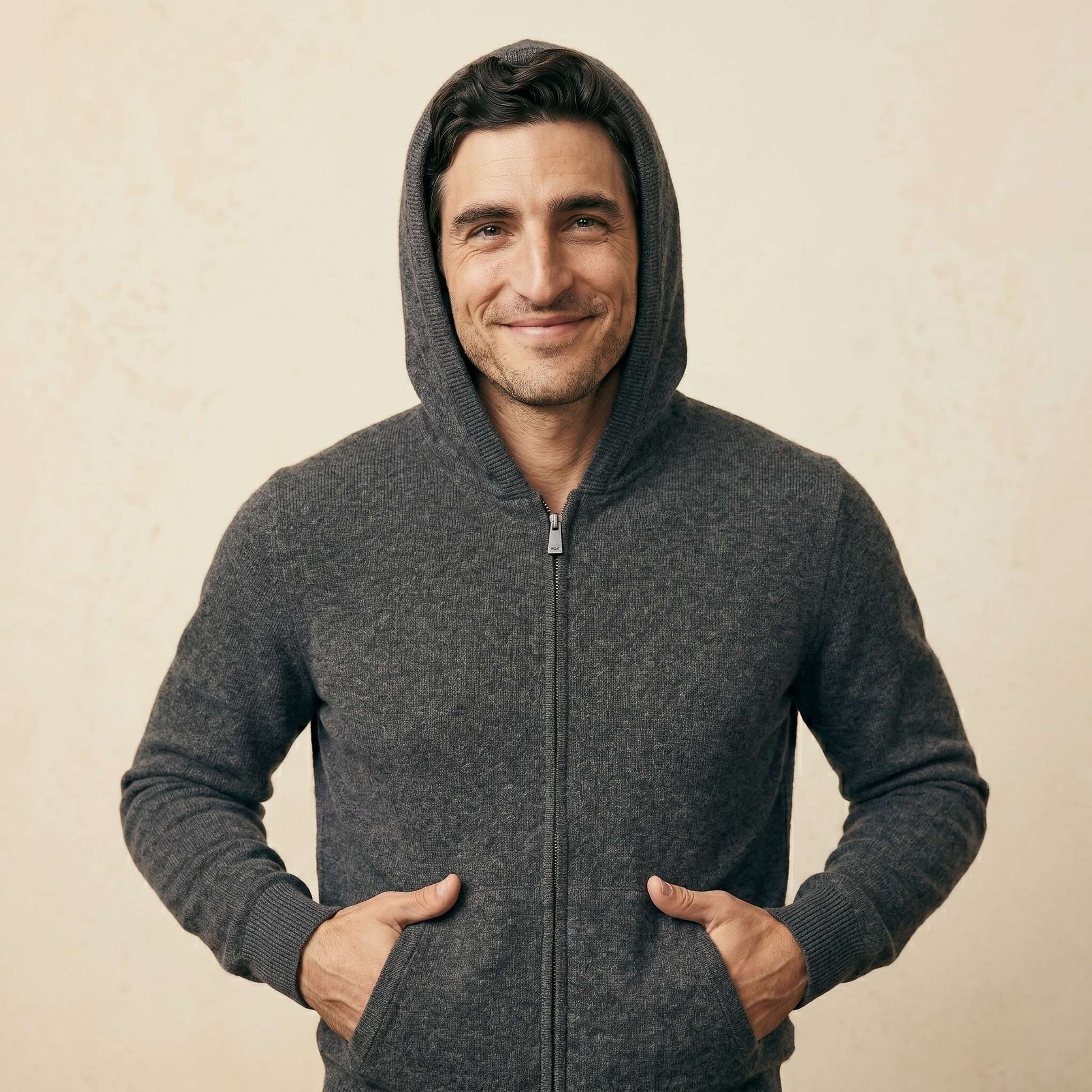 Original Kora Zip Undyed Himalayan Cashmere Hoodie For Men — Himalayan cashmere, view 21