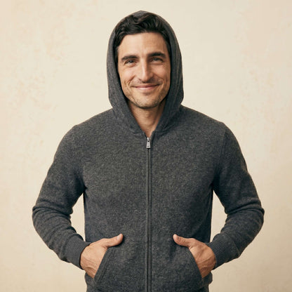 Original Kora Zip Undyed Himalayan Cashmere Hoodie For Men — Himalayan cashmere, view 21