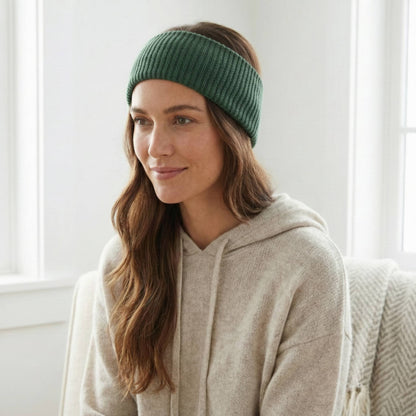 Aura Headband | 100% Pure Himalayan Cashmere Ear Warmer | 2-Ply 16 Micron Hand-Knit Wrap
