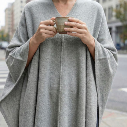 The V-Neck Poncho | 100% Undyed Pure Himalayan Cashmere