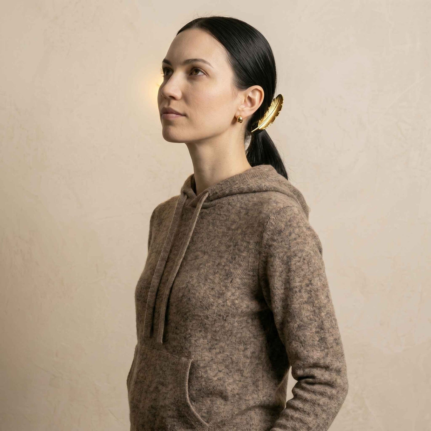 100% Undyed Cashmere Women's Hoodie — Chemical-Free Natural Chyangra Cashmere
