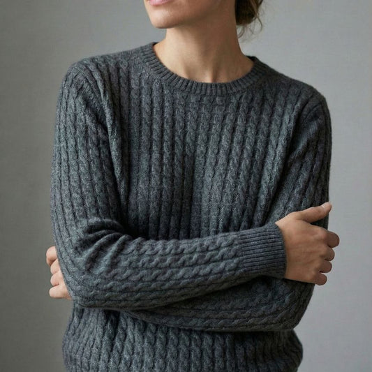 The Grace Cable Sweater | Hand-Knitted Undyed Cashmere