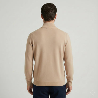 Exclusive Beige Himalayan Cashmere Half-Zip Men's Embrace Sweater
