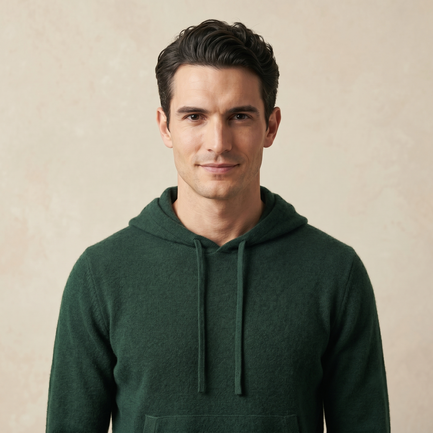 Mustang Himalayan Cashmere Hand-Finished Hoodie For Men - Pine