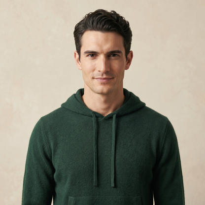 Mustang Himalayan Cashmere Hand-Finished Hoodie For Men - Pine