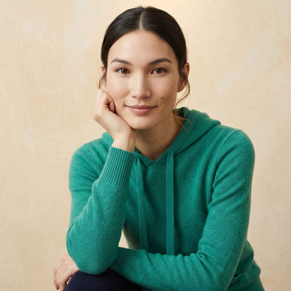100% Cashmere Women's Pullover Hoodie — 2-Ply 16-Micron Himalayan Cashmere