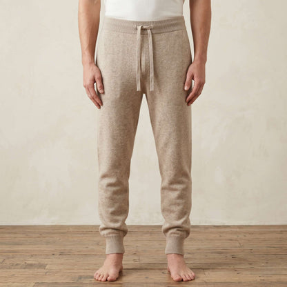 Zenith Natural Undyed Himalayan Cashmere Jogger For Men in Oatmeal Melange — Himalayan cashmere, view 1