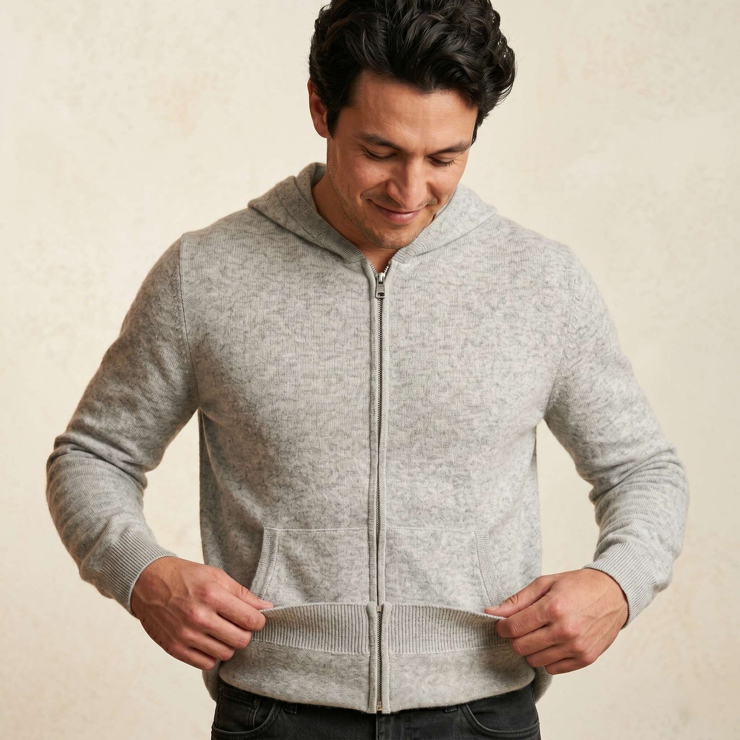 Original Kora Zip Undyed Himalayan Cashmere Hoodie For Men — Himalayan cashmere, view 10