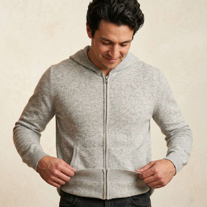 Original Kora Zip Undyed Himalayan Cashmere Hoodie For Men — Himalayan cashmere, view 10