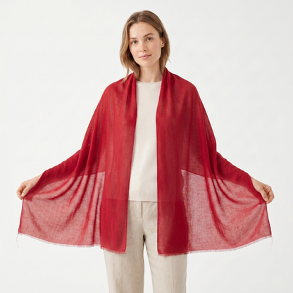 Heritage Red & Mulberry Cashmere Pashmina Shawl
