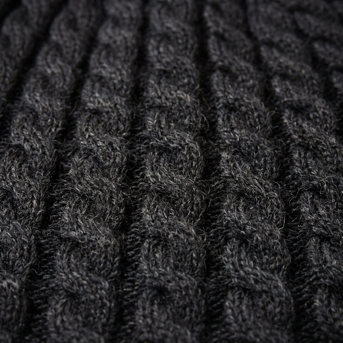HCDM Men's Undyed Cashmere Beanie - Heritage Cable Knit Dark Grey Melange 2