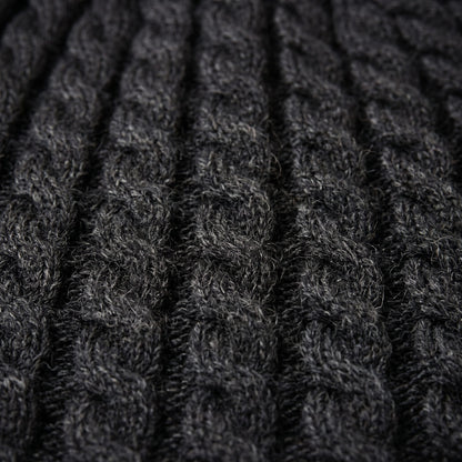 HCDM Men's Undyed Cashmere Beanie - Heritage Cable Knit Dark Grey Melange 2