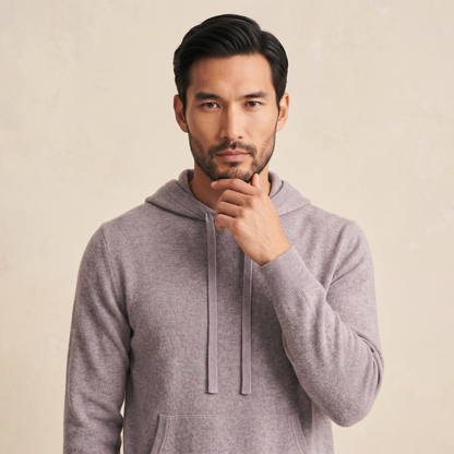 Mustang Himalayan Cashmere Hand-Finished Hoodie For Men - Fog