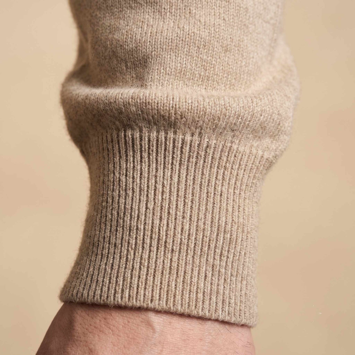 Men's undyed cashmere quarter-zip sweater, Executive in Oatmeal Melange - view 6