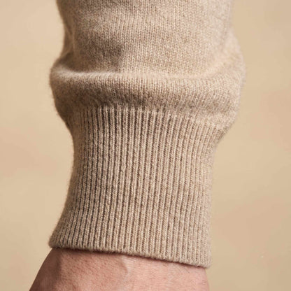 Men's undyed cashmere quarter-zip sweater, Executive in Oatmeal Melange - view 6
