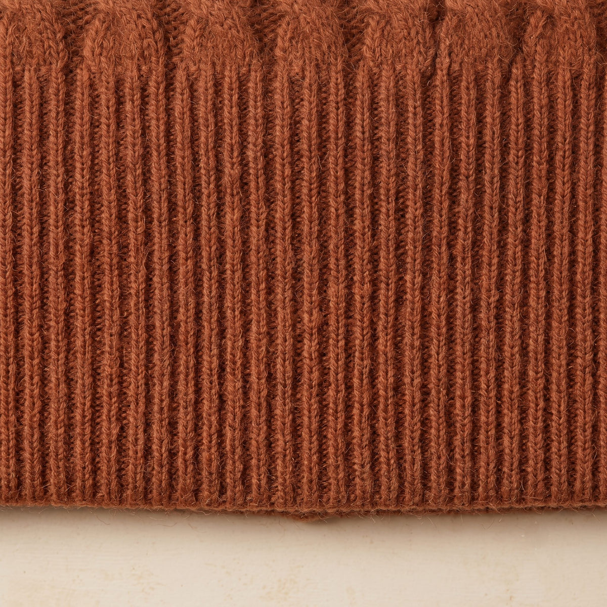 HAB04 Men's Cashmere Beanie - Heritage Cable Knit Amber 2
